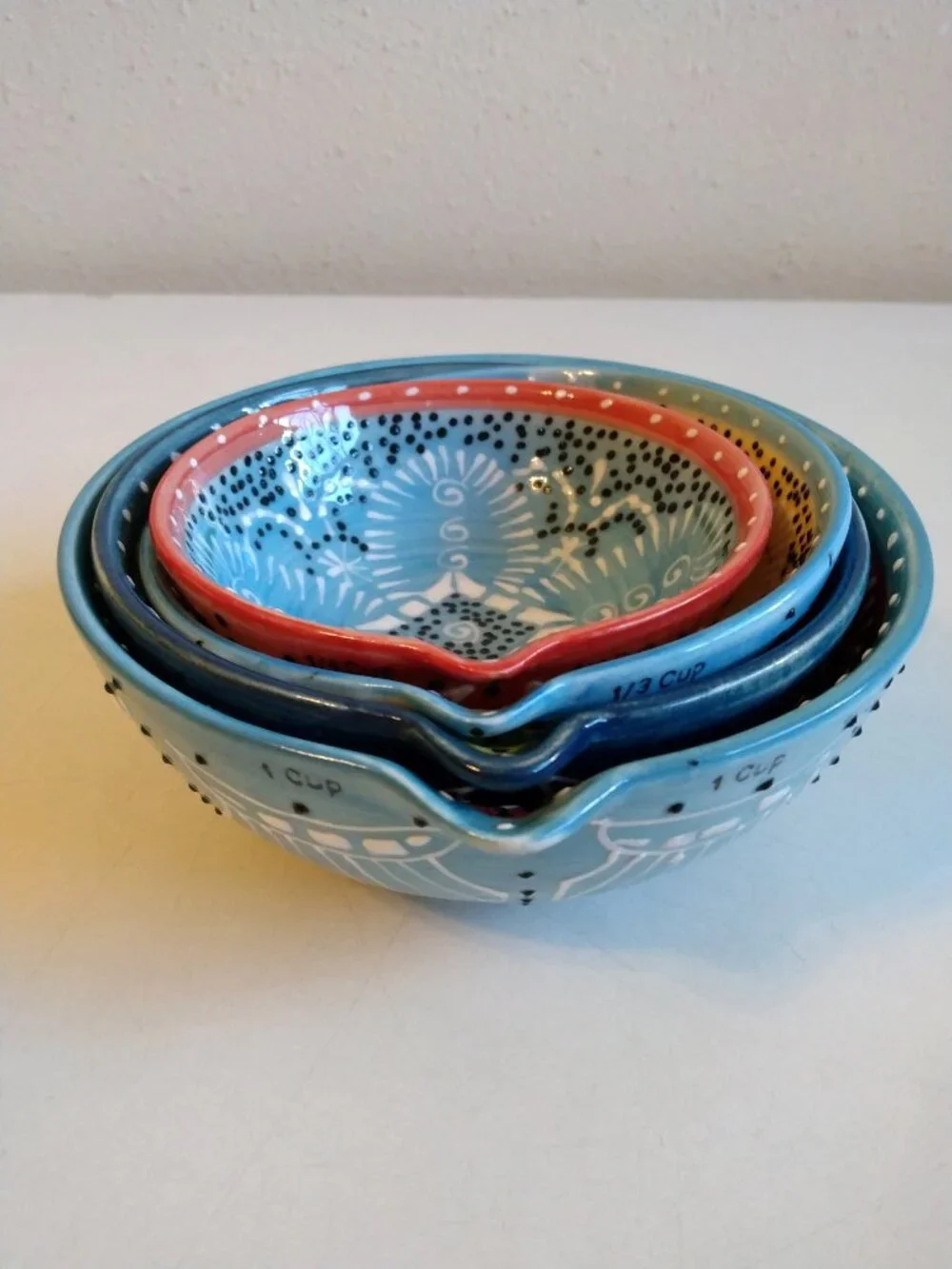 Anthropologie 4pc Ceramic Nesting Measuring Cups